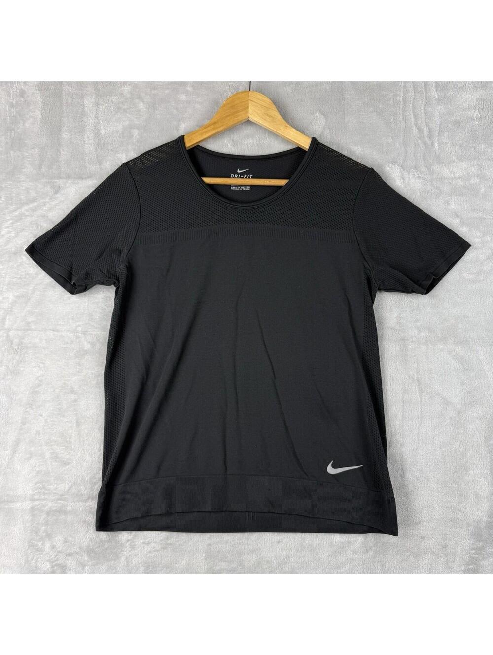Nike Womens Breathe Running Top Black Size Large Mesh Lightweight Athletic Gym
